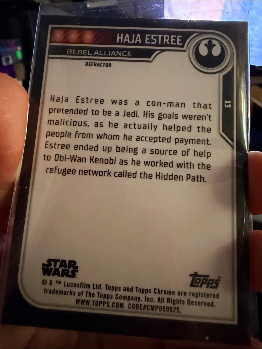 Topps Star Wars Haja Entrée Card - Black, Purple